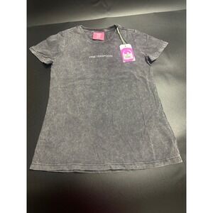 One Teaspoon NEW Organic Cotton Logo Tee T-Shirt Black‎ Acid Wash Size Medium